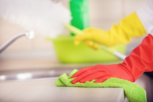 Wimbledon cleaner working carefully in a modern property with attention to detail